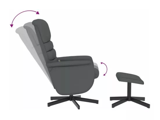 Fauteuil inclinable de massage avec repose-pied gris similicuir