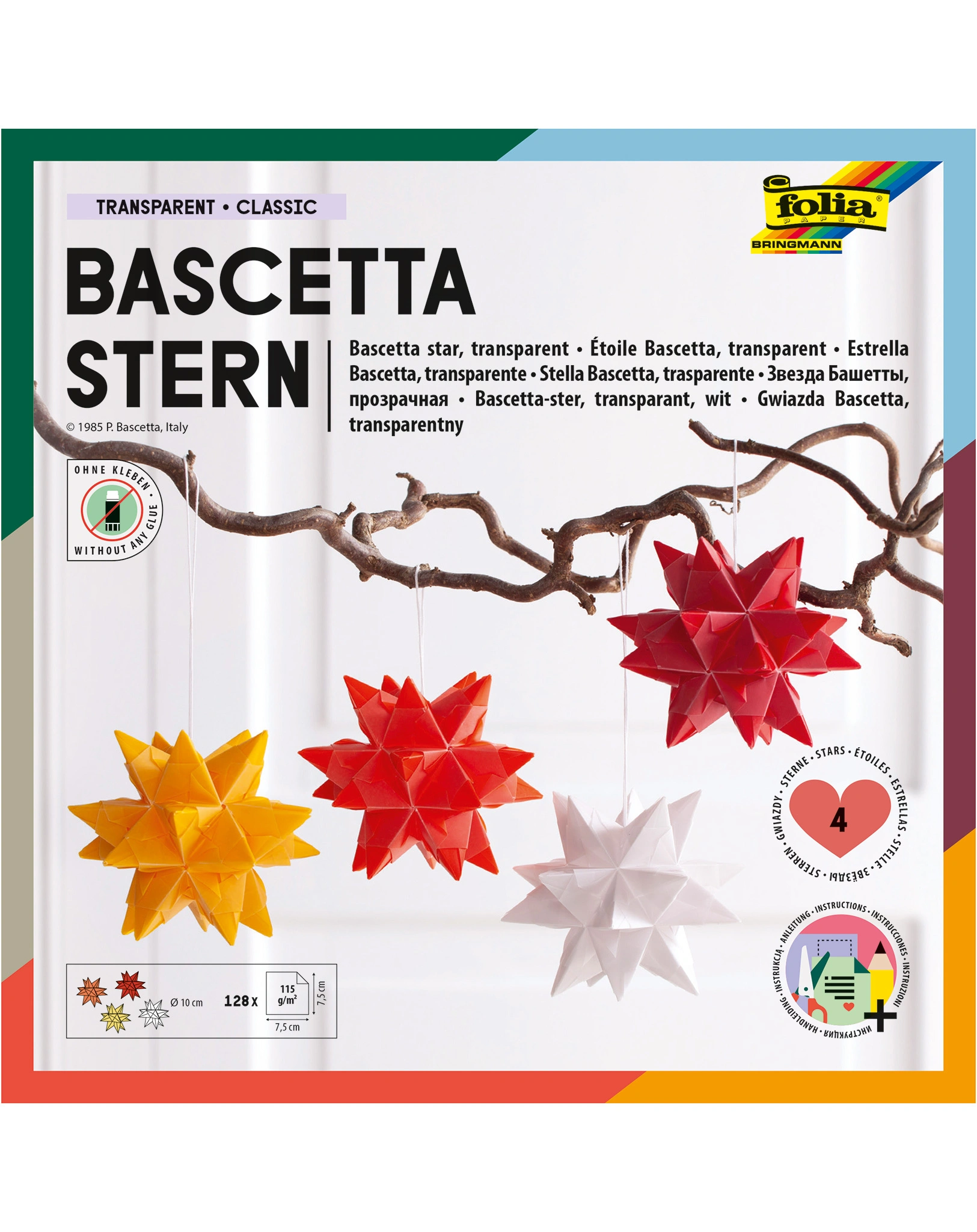 Bastelset BASCETTA STERNE TRANSPARENT CLASSIC 4 x 32-teilig