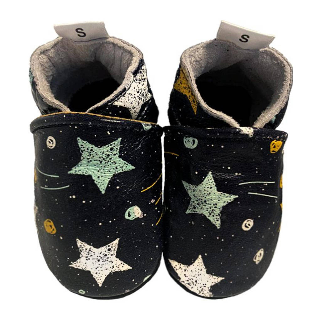Babysteps Doodle Stars leren babyslofjes met sterrenprint zwart