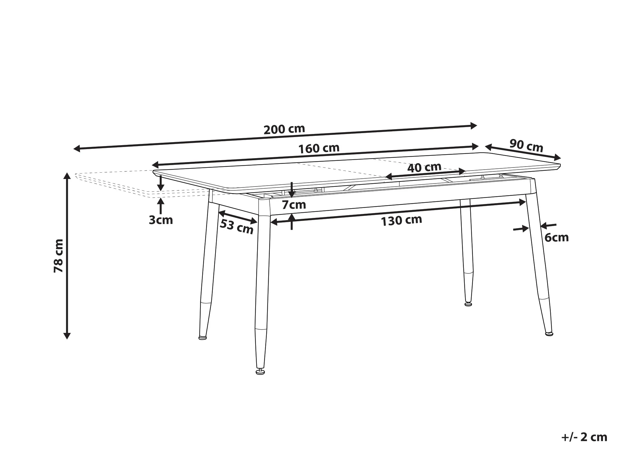 Eettafel uitschuifbaar CALIFORNIA Donkerbruin 90 cm 160/200 cm