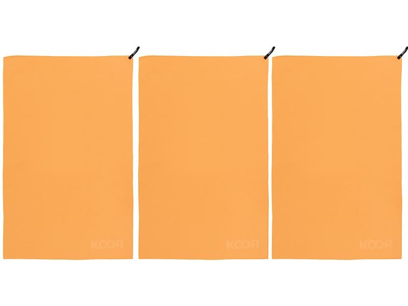 KOOR Badetuch Silva Onda Arancia 3er-Pack L 80 x 130 cm Outdoor-Badetücher mit Silber-Ionen Veredelung