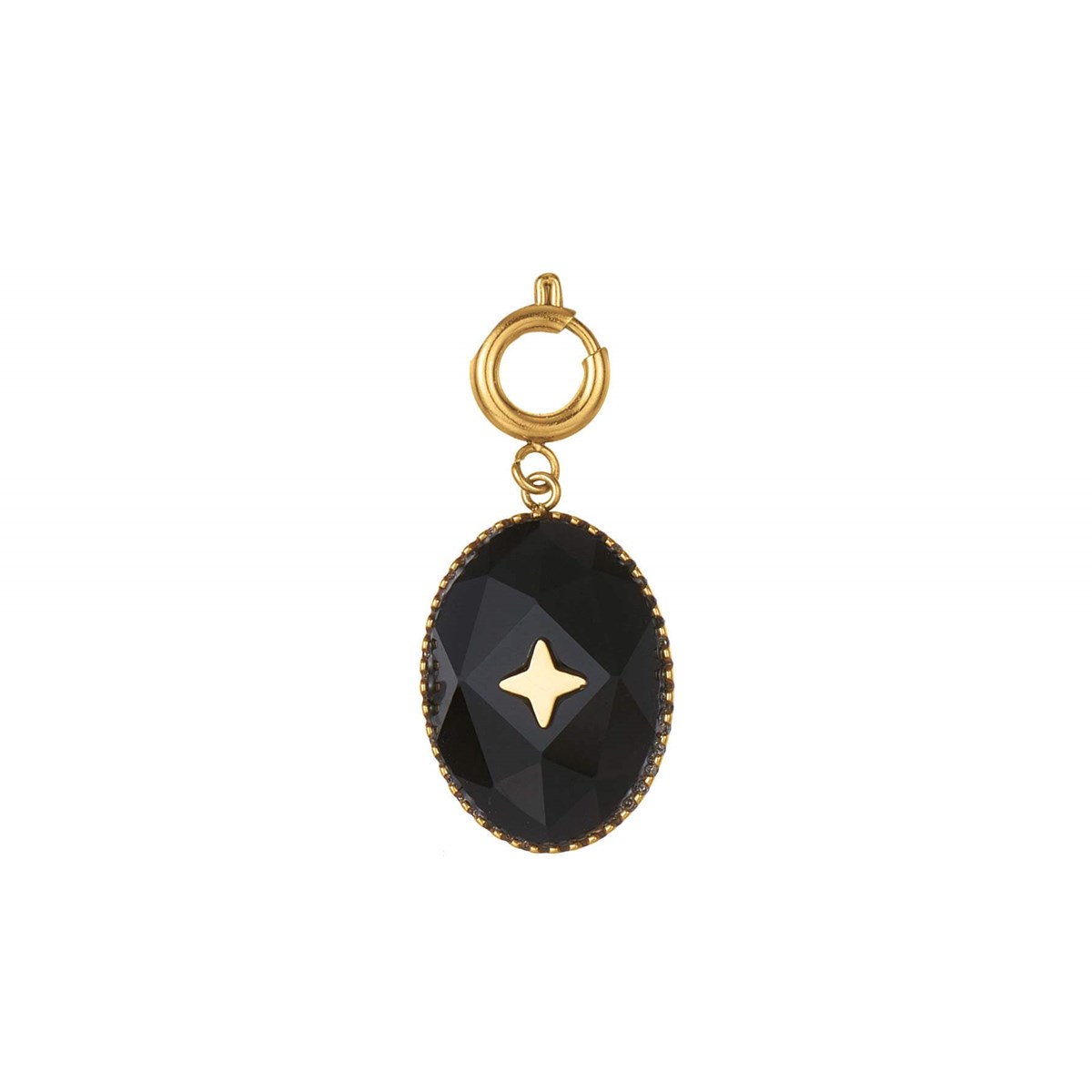 Charm Etoile Obsidienne acier doré or