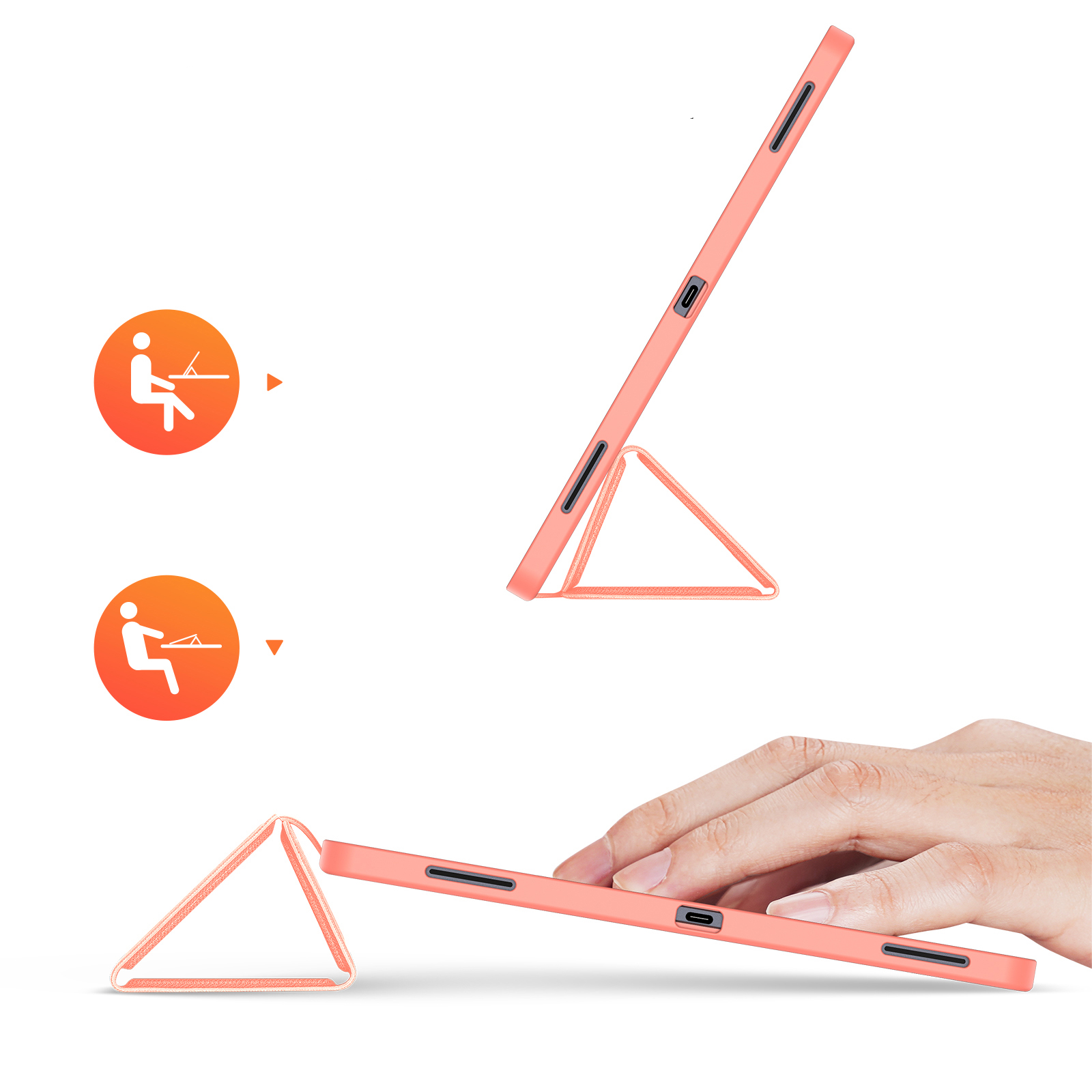 Samsung Galaxy Tab S11 Ultra Tasche Smart Cover Hülle Stoff Design mit S-Pen Halterung - Rosa