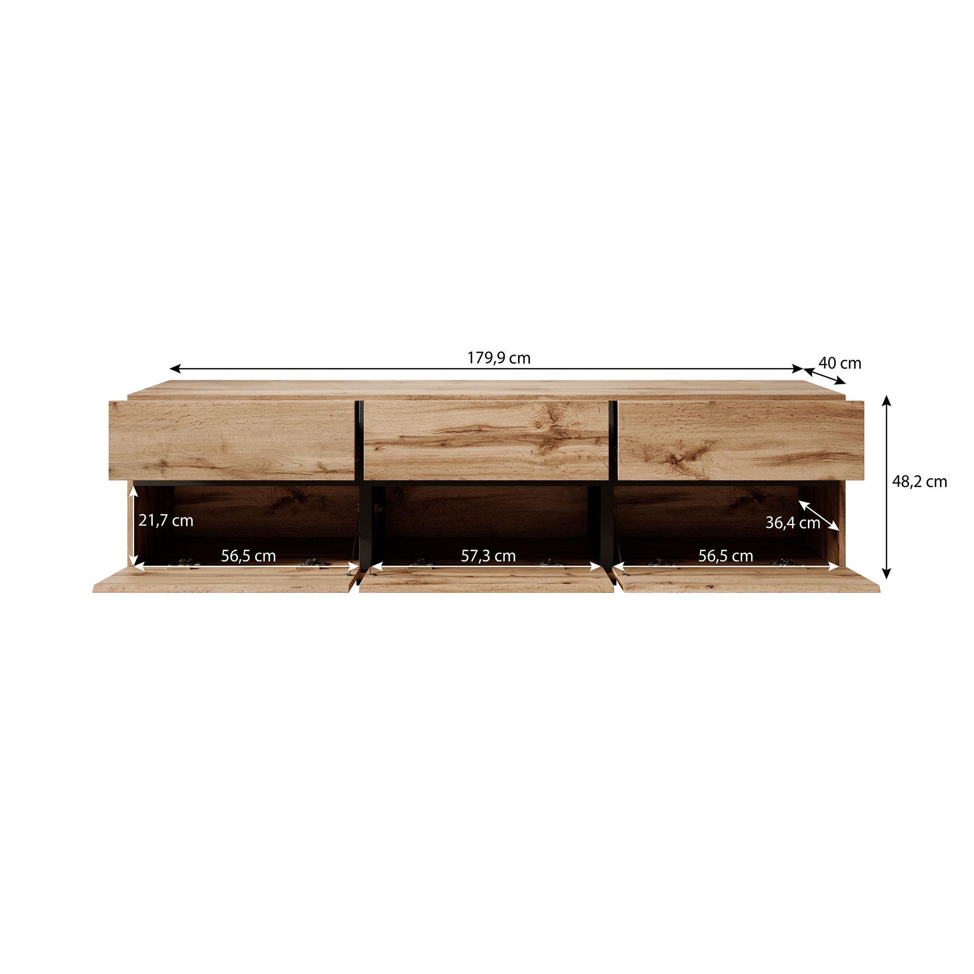 Cainan - TV-Meubel - met 3 lades - Beige - 180 cm