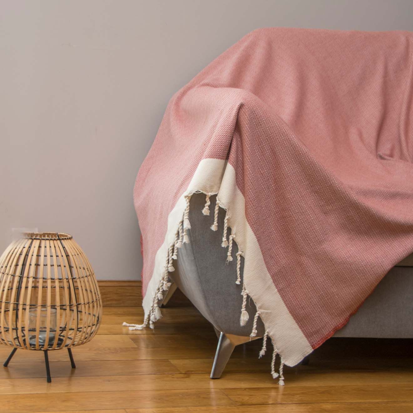 Febronie Plaid en coton tissé Courchevel terracotta