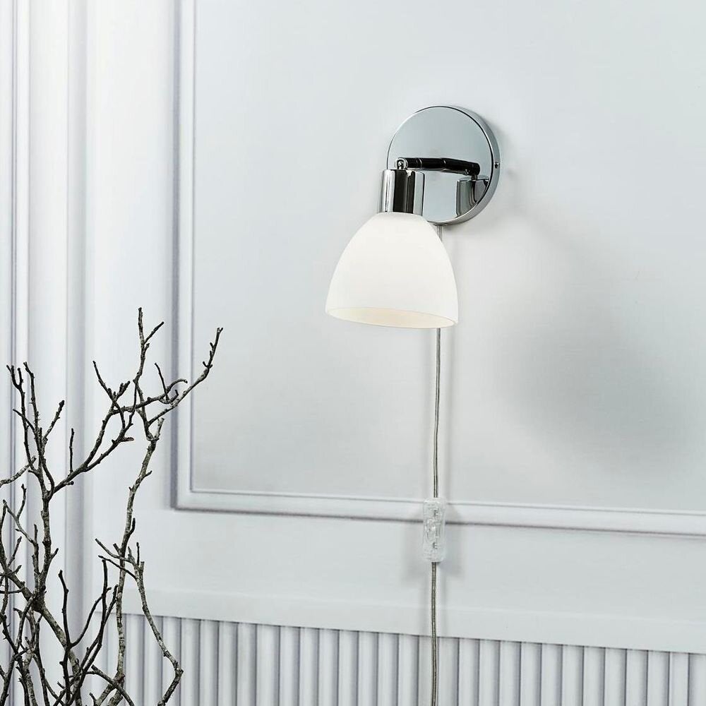Ray wandlamp, chroom opaal, E14
