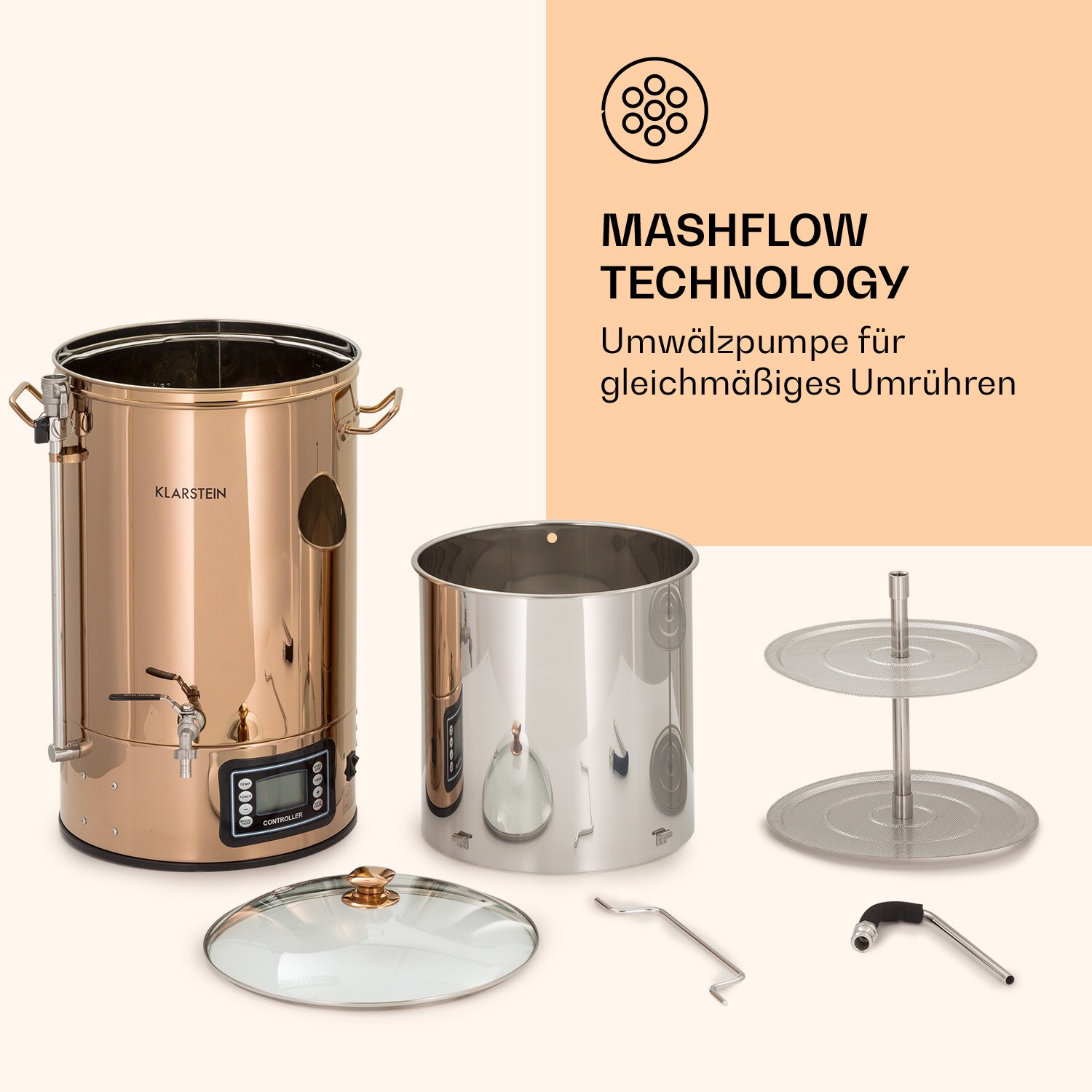 Mundschenk Maischekessel, Bierbrauanlage, 2500 W, 30 l, 9 Programme