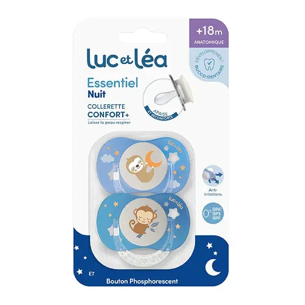 Luc et Léa Essentiel 2 Sucettes Nuit Anatomiques +18 mois