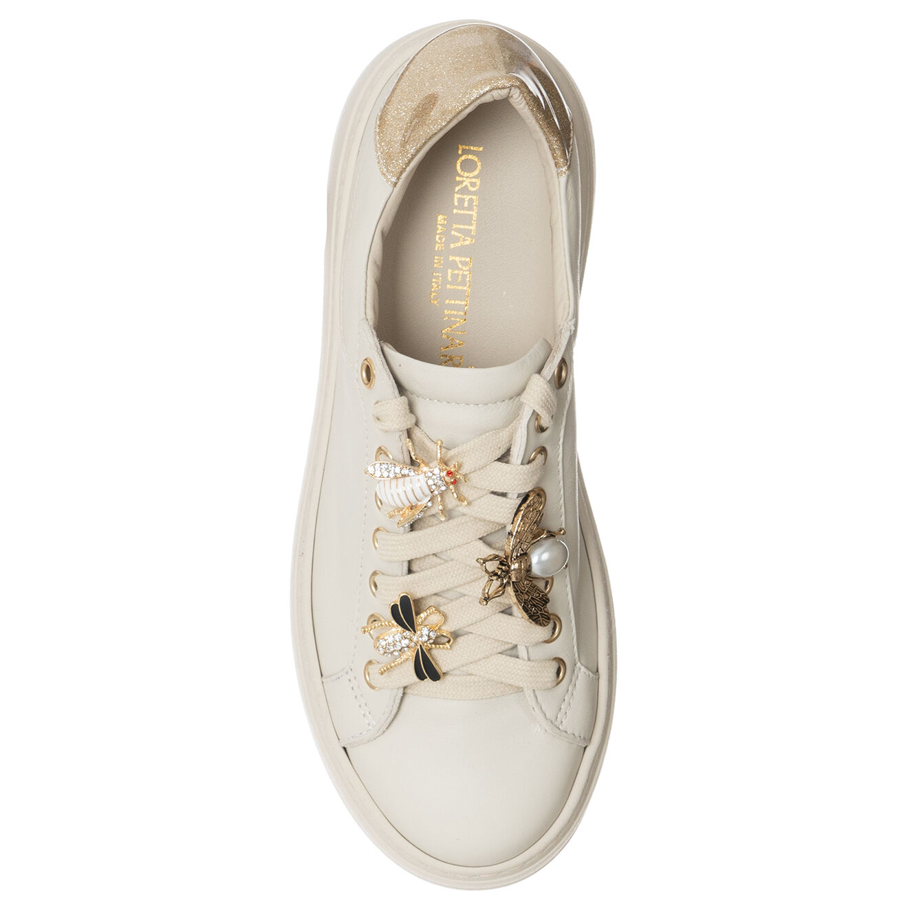 Loretta Pettinari Sneakers en Cuir Osta écru/beige