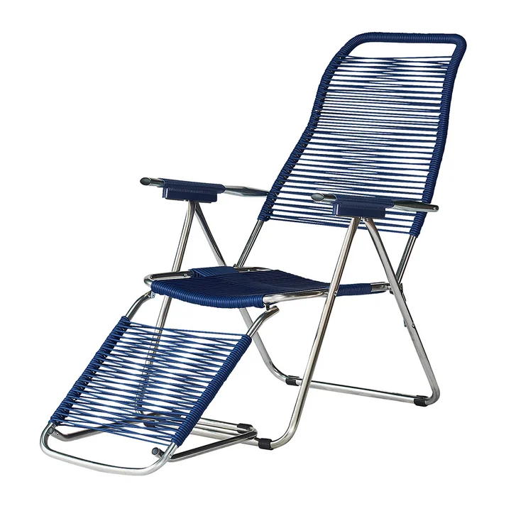 Fiam - Liegestuhl Spaghetti, Gestell Aluminium / Bespannung blau