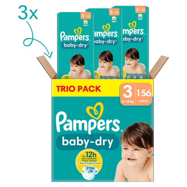Pampers Baby Dry Trio Pack Luiers Maat 3 6-10 KG 156 stuks