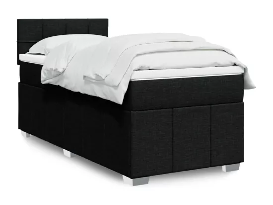 Sommier à lattes de lit avec matelas Noir 90x190 cm Tissu