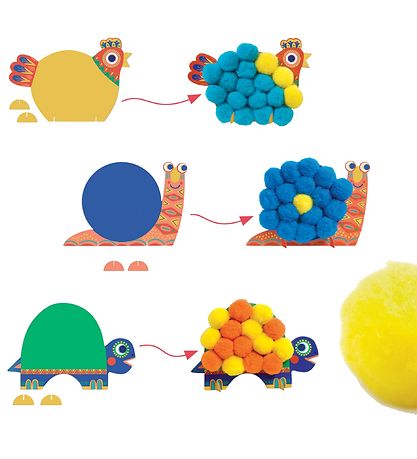 Djeco Kreatives Spielset - Silhouetten und Pompons - Tier
