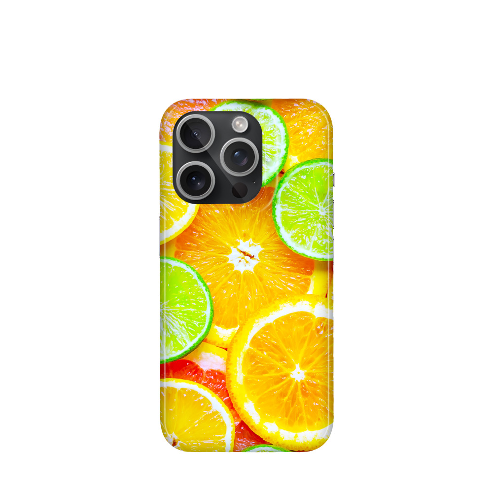 iPhone 15 Pro Kunststoff Hülle Sommerfrüchte - Orange