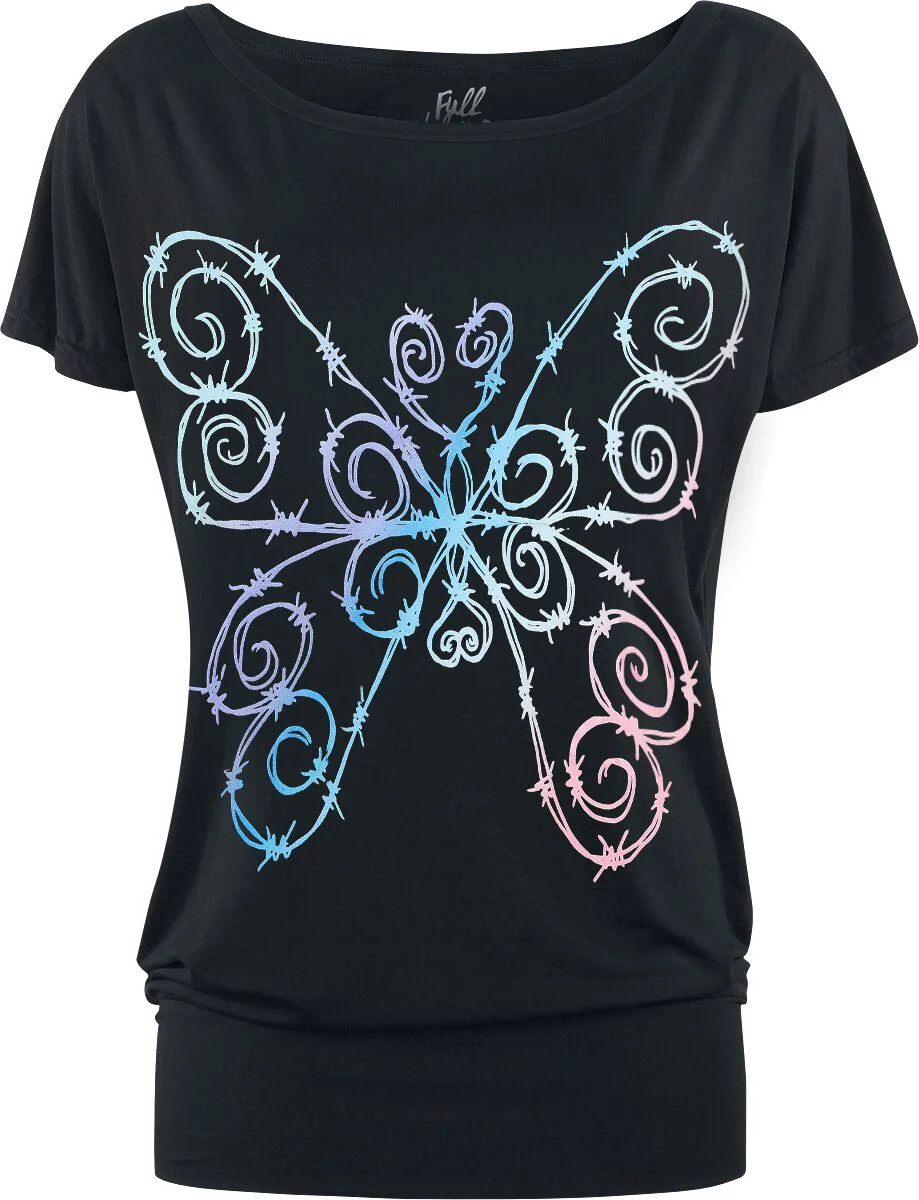 T-shirt avec fils barbelés coloré et papillons | Full Volume by EMP T-Shirt Manches courtes
