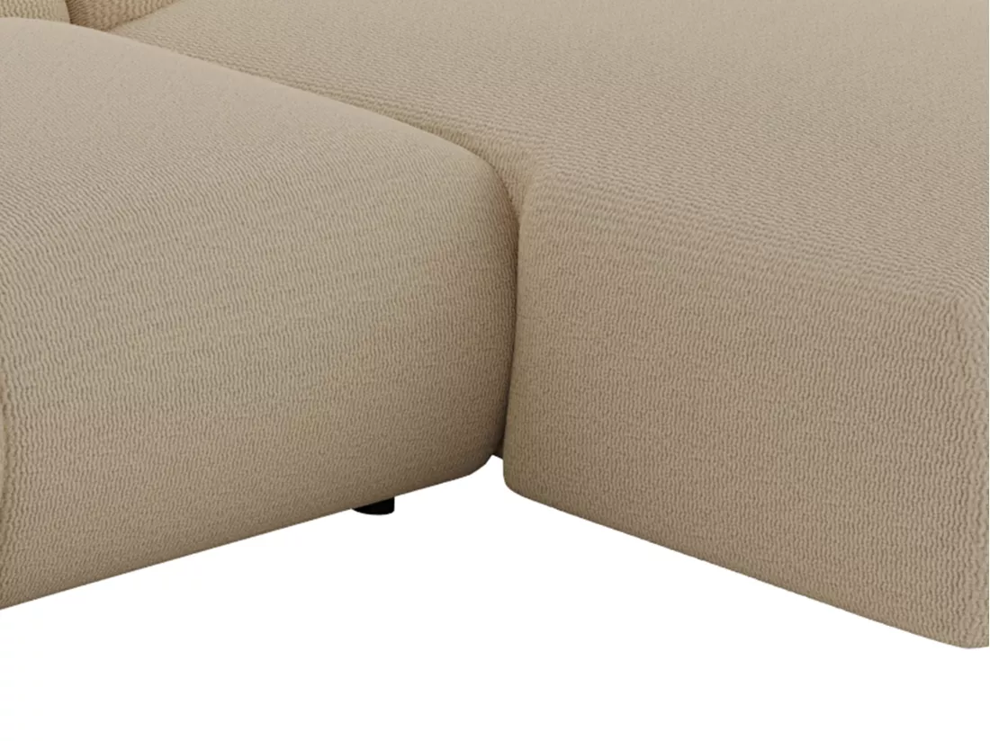 Grand canapé d'angle panoramique en tissu texturé beige POGNI de Maison Céphy