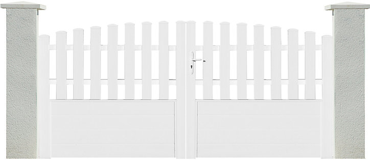 Portail battant PVC blanc Rosière bas plein cadre aluminium L 3M x H 1.25M/1,40M