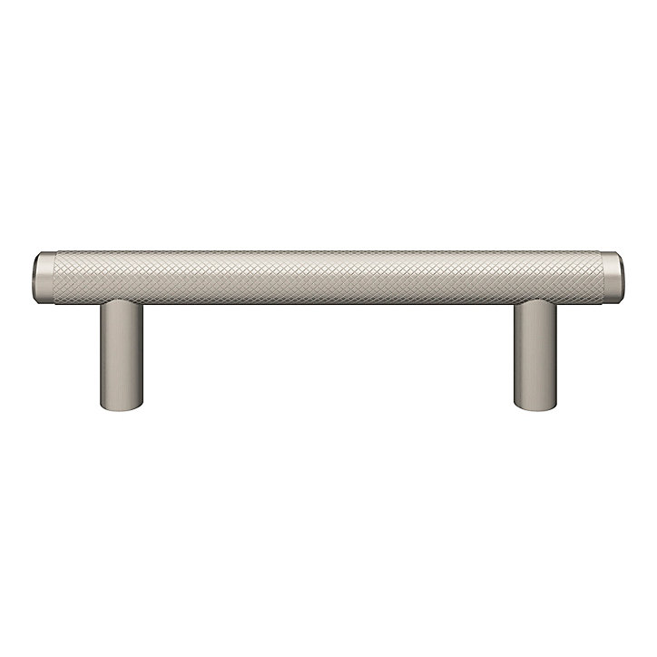 Poignée de meuble en T GoodHome Irus acier effet nickel satin gris l.136mm x l.12mm x H. 35mm entraxe 96mm