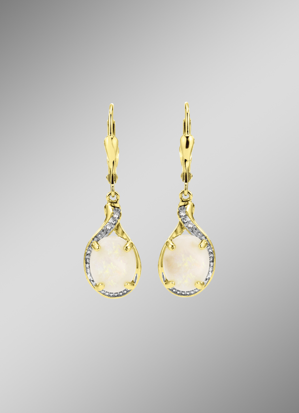 Ohrringe mit echt Opal und Diamanten