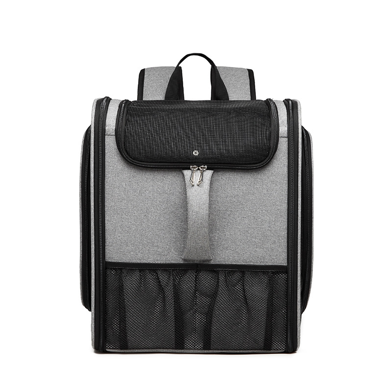(33.5x43cm) Faltbare Haustier Reise Transporttasche Erweiterbarer Trage Rucksack für Hunde / Katzen - Grau