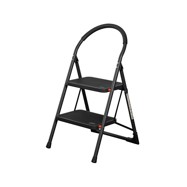 Bradas Escabeau pliable en acier, 2 niveaux, noir