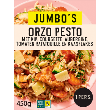 Jumbo's Vriesverse Maaltijd Orzo Pesto met Kip 450 g