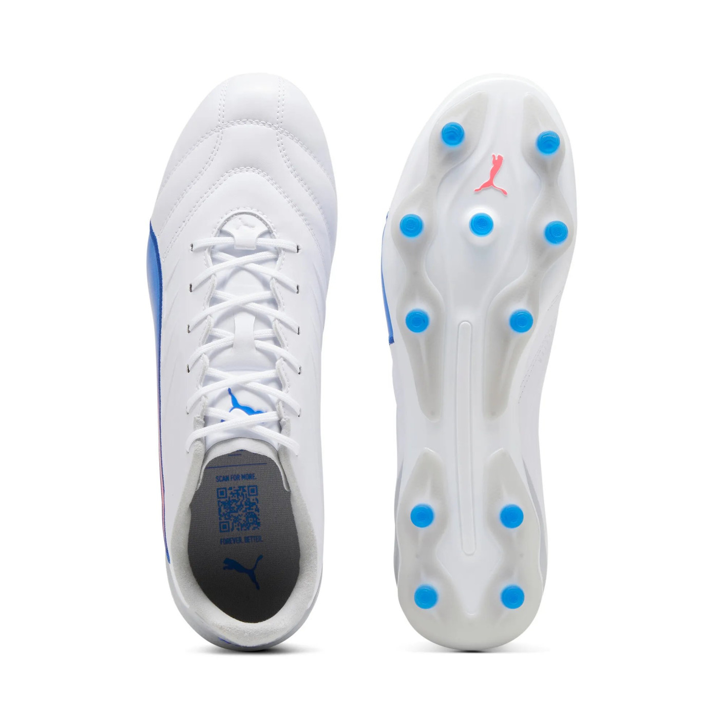 PUMA King Pro Gras / Kunstgras Voetbalschoenen (MG) Wit Blauw Lichtroze
