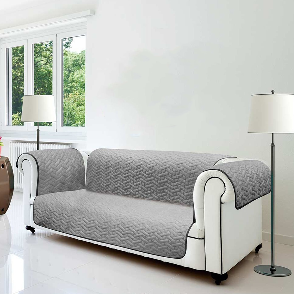 (190x290cm) Dreisitzer Sofa Schonbezug Cover Wasserabweisende Couch Schutzhülle Überwurf Decke (VHGSLCIND0039) - Grau / Schwarz