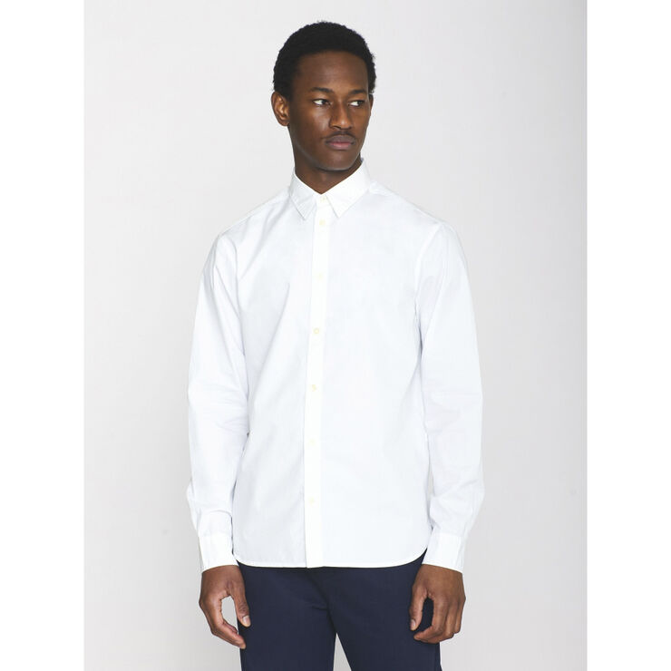 Knowledge Cotton Apparel ALF regular crispy cotton shirt - GOTS/Vegan Hvid
