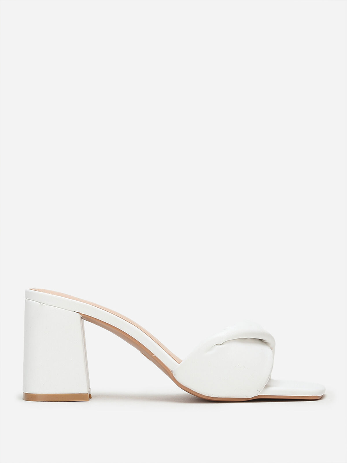 Mules à bride en simili matelassé- Blanc