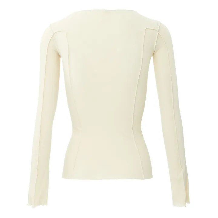 Baserange T-shirt Côtelé Manches Longues Omato Coton Bio | Blanc cassé