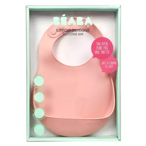 Babador de silicone Béaba Mealtime Rosa Antigo