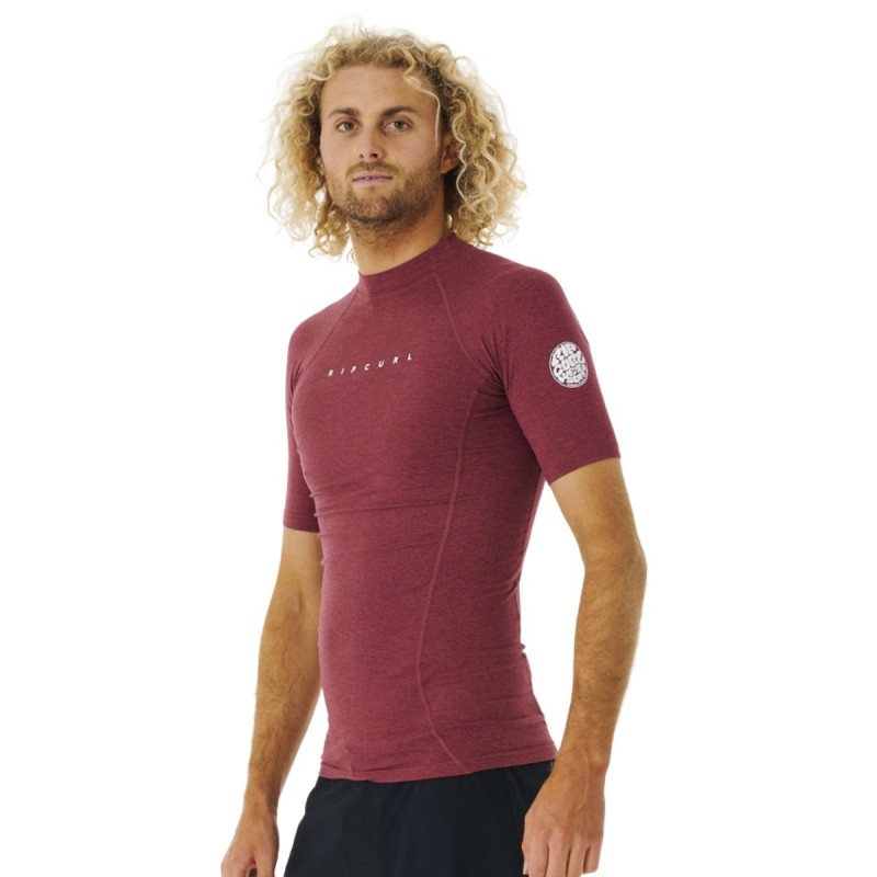 Top Lycra Manches Courtes RipCurl Dawn Patrol Perf 2023 - Bordeaux - The Corner Shop