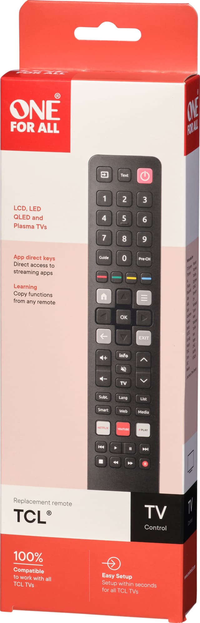 OFA URC 4922 erstatningsfjernbetjening (TCL TV)