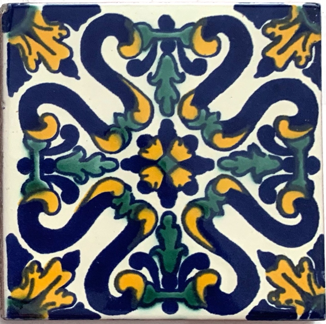 Kachel 'Provincia', blau, gelb, grün, T 10 cm, B 10 cm, H 0,5 cm von fischer's lagerhaus