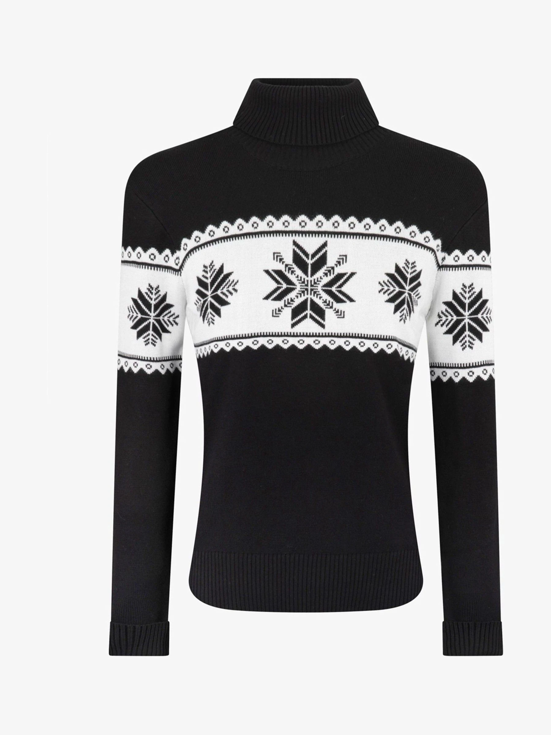 Zwart - The Little Tailor slim fit kersttrui met sneeuwvlokken