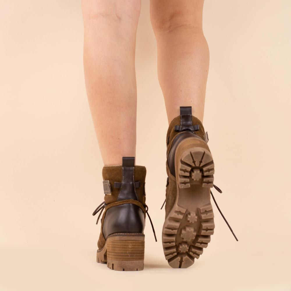 Nemonic 2241 gevoerde boho enkellaarsjes bruin