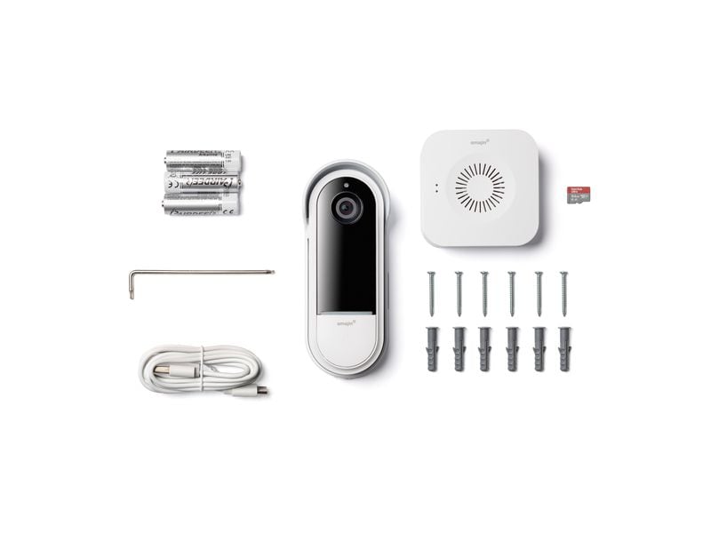 omajin by Netatmo OMA-OVD-01-EU Kabellose Videotürklingel Vernetzte Türklingel mit Kamera, 2-Wege-Audio, Nachtsicht und 10 Monaten Akkulaufzeit