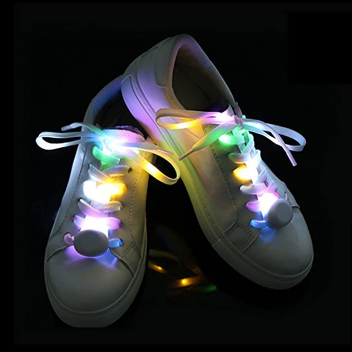 (1 Paar) 120cm LED Schnürsenkel Leuchtende Schuhbändel - Weiss / Bunt