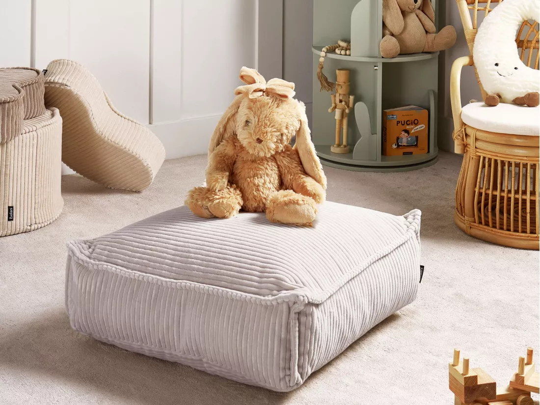 Coussin de sol Pouf enfant ALLOZAI Velours Beige clair