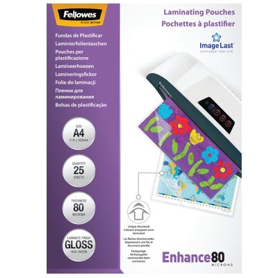 Fellowes - 25 pochettes de plastification A4 (216 x 303 mm) - 80 microns - brillantes