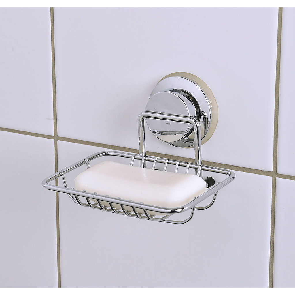Porte-savon grille métal ventouse 12x9cm