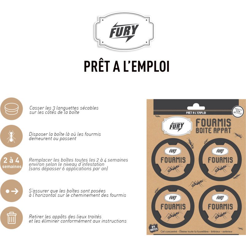 Appat à fourmis Fury - boîte de 4