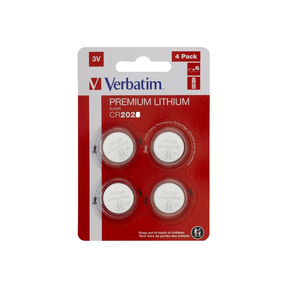 verbatim Lithium battery CR2025 3V 4 pack
