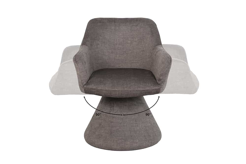 Drehbarer Stuhl AMBIENTO grau Vogue Velours Samt 180° mit Auto-Return Polsterstuhl