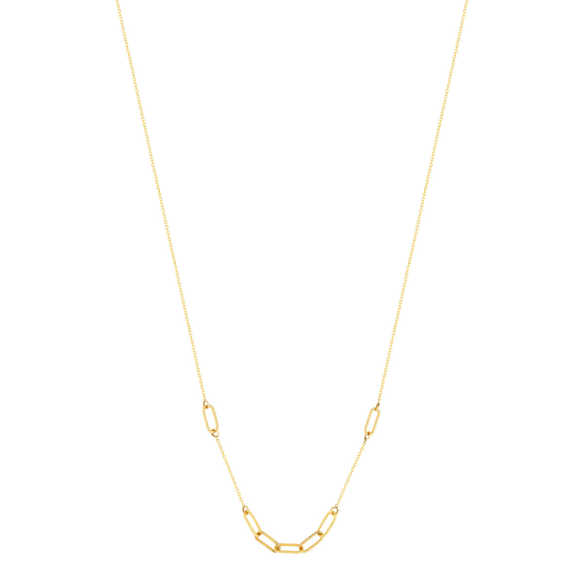 Collier or jaune 375, maillons alternés, striés. Longueur 45 cm.