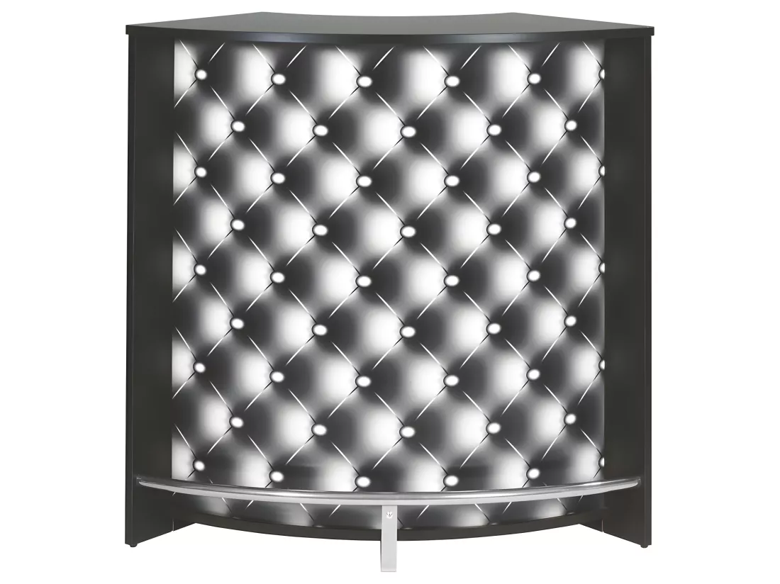 Meuble Comptoir Bar Noir 3 Niches Repose-Pieds Métal 106,9 x 104,8 x 53,3 cm - Coloris: Capitons 911