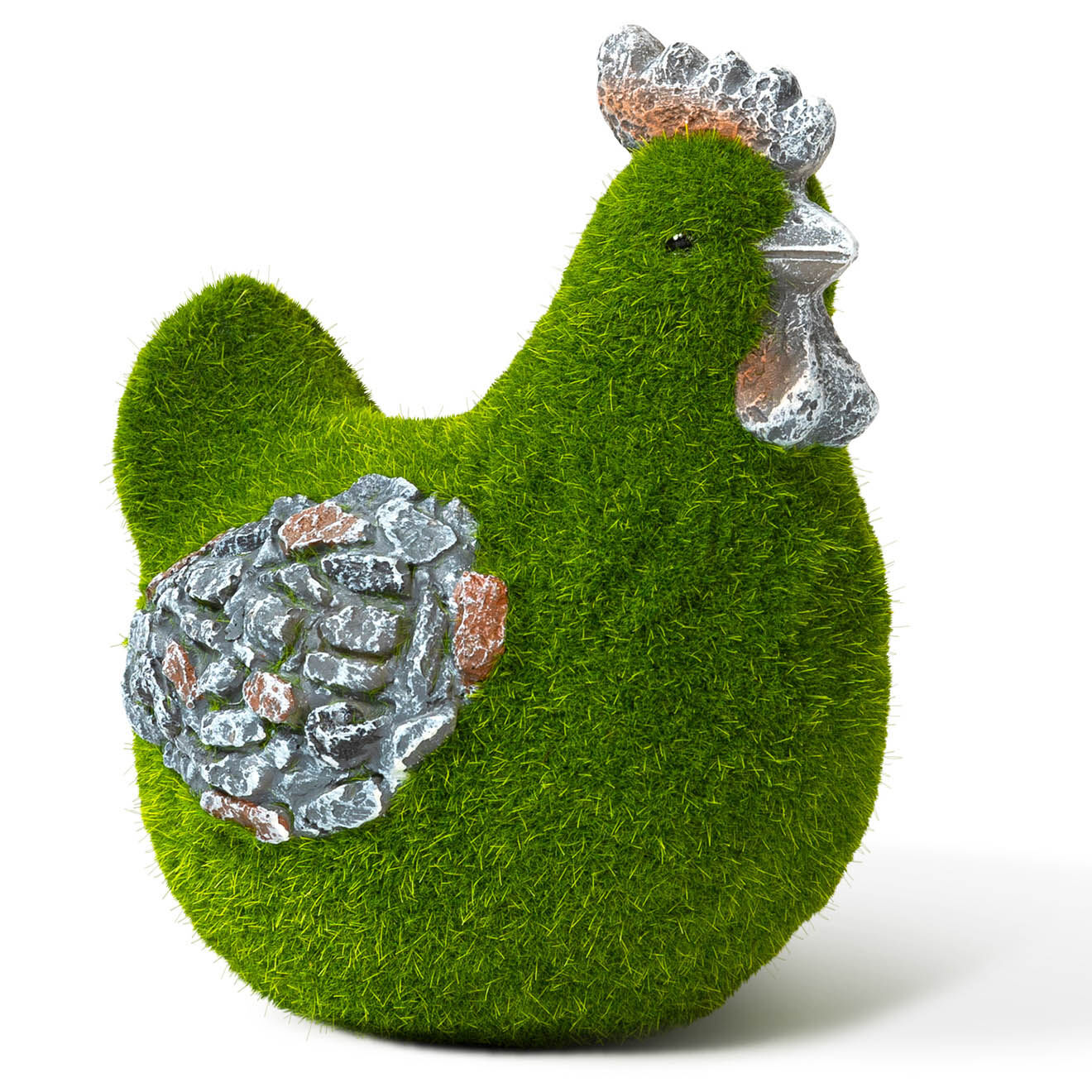 Pratik Garden Statue Poule en gazon verte - 16x10x17 cm