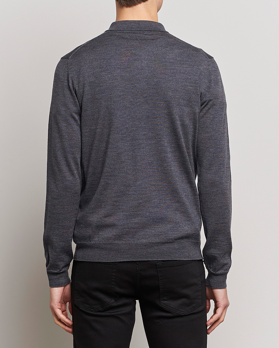J.Lindeberg Noel Light Merino Polo Shirt Dark Grey Melange