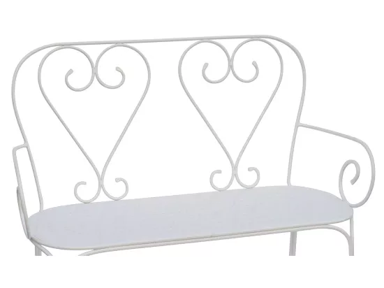 Banc de jardin en métal façon fer forgé - Blanc - GUERMANTES de MYLIA